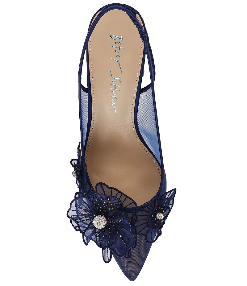 Blue by Betsey Johnson Petra Flower Ornament Slingback Pumps