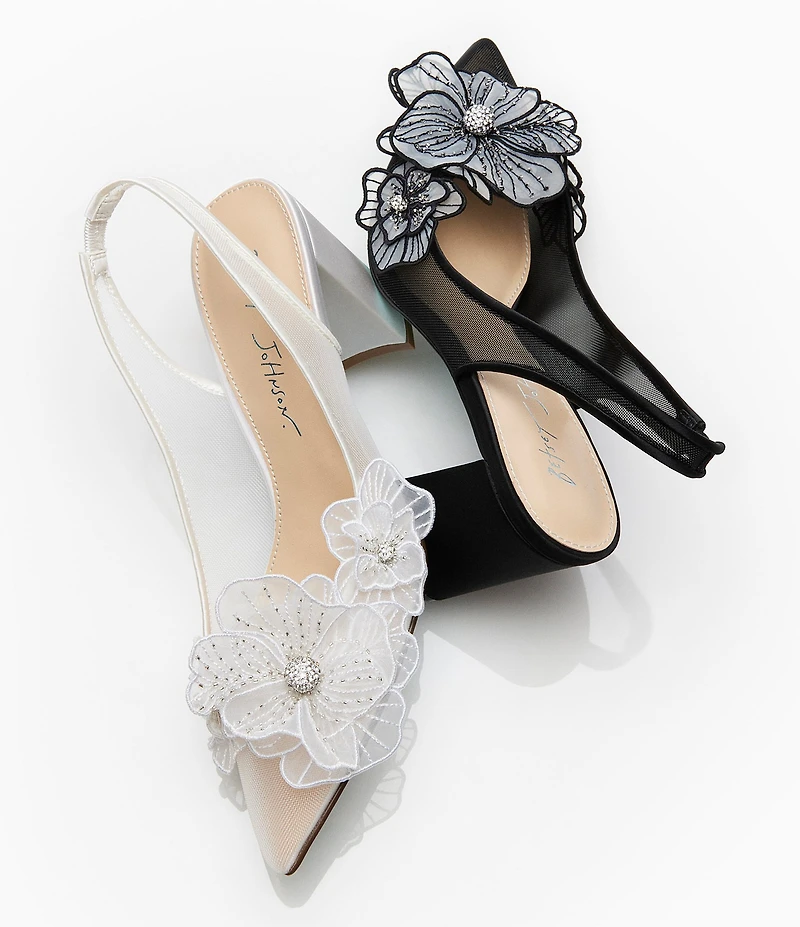 Blue by Betsey Johnson Petra Flower Ornament Slingback Pumps