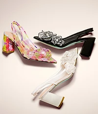 Blue by Betsey Johnson Petra Flower Ornament Slingback Pumps