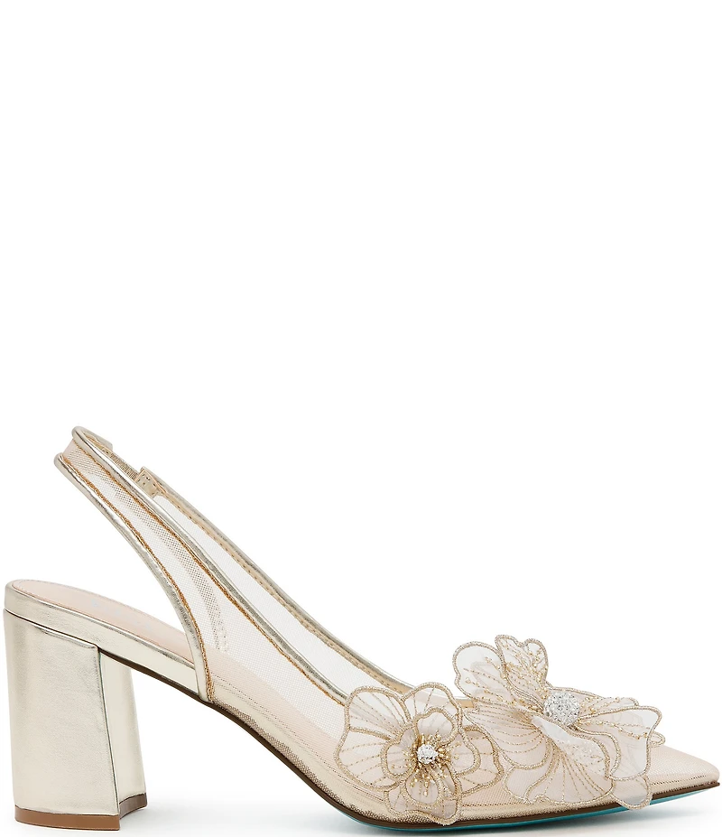 Blue by Betsey Johnson Petra Flower Ornament Slingback Pumps
