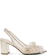 Blue by Betsey Johnson Petra Flower Ornament Slingback Pumps