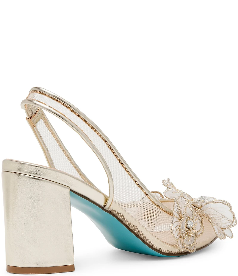 Blue by Betsey Johnson Petra Flower Ornament Slingback Pumps