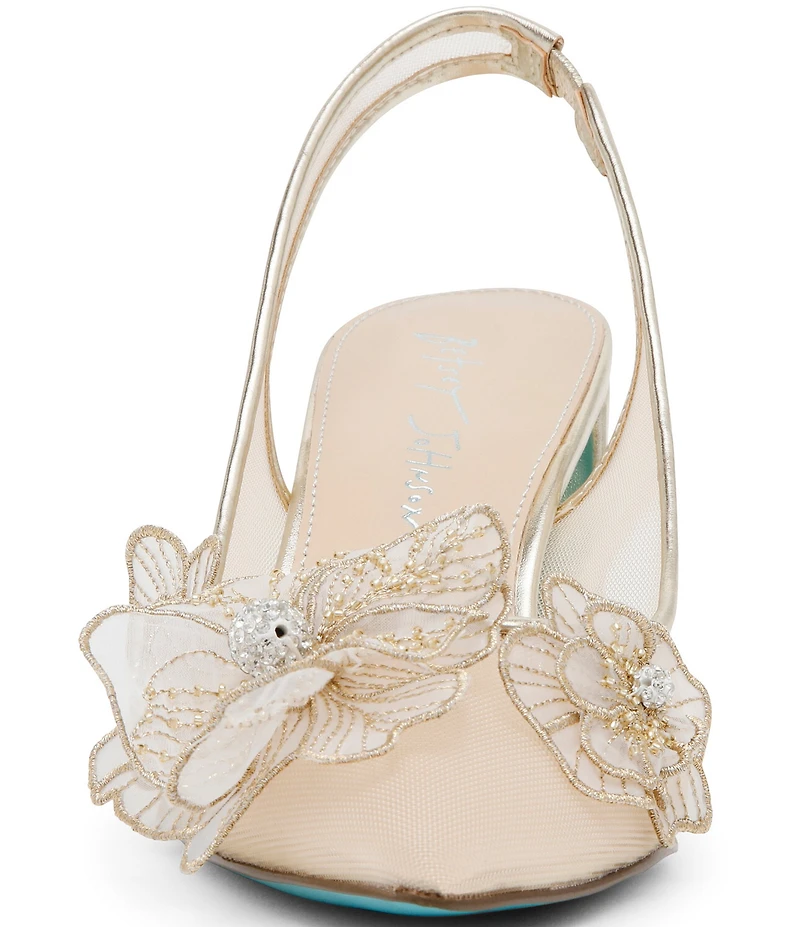Blue by Betsey Johnson Petra Flower Ornament Slingback Pumps