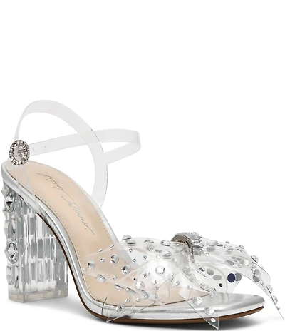 Blue by Betsey Johnson Pratt Clear Bow Embellished Dress Sandals