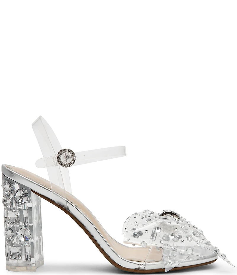 Blue by Betsey Johnson Pratt Clear Bow Embellished Dress Sandals