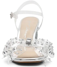 Blue by Betsey Johnson Pratt Clear Bow Embellished Dress Sandals