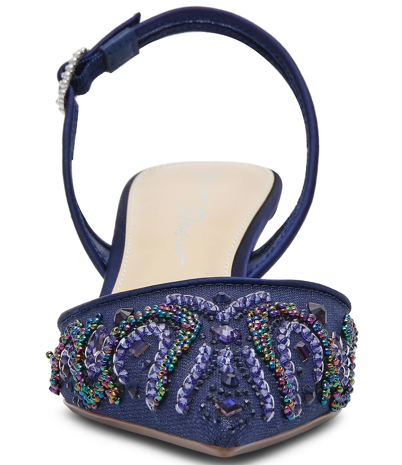 Blue by Betsey Johnson Prim Mesh Bead Embellished Slingback Pumps