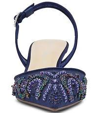 Blue by Betsey Johnson Prim Mesh Bead Embellished Slingback Pumps