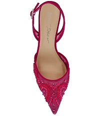 Blue by Betsey Johnson Prim Mesh Bead Embellished Slingback Pumps