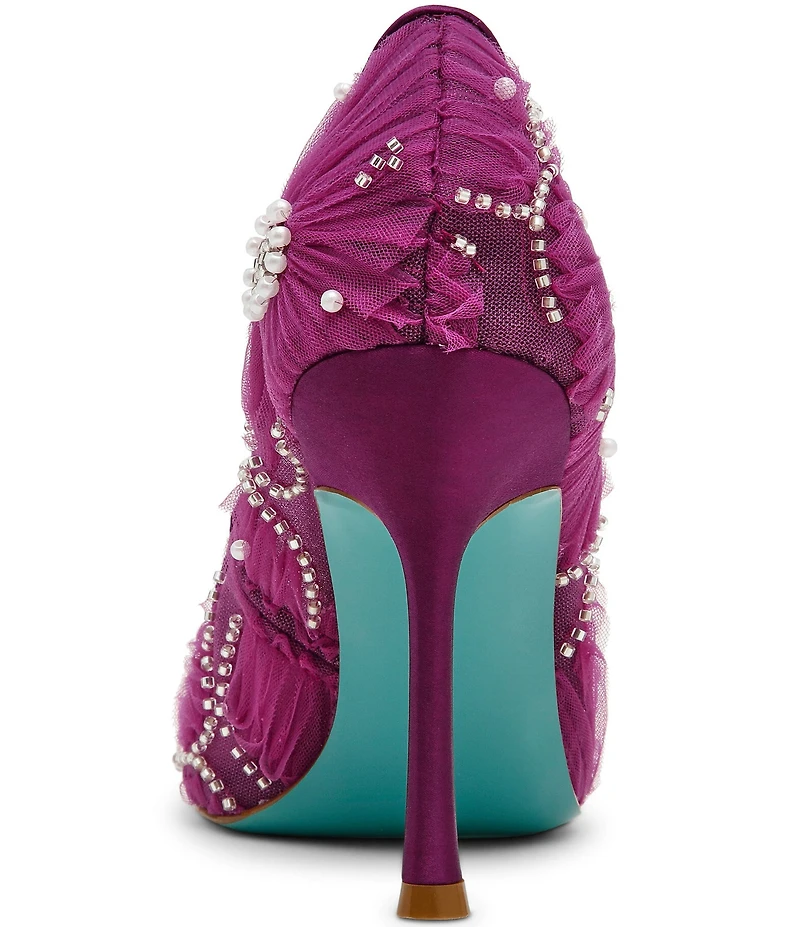 Blue by Betsey Johnson Roxie Mesh Pearl Embellished Stiletto Pumps