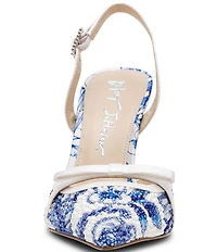 Blue by Betsey Johnson Roza Rhinestone and Pearl Embellished Slingback Pumps