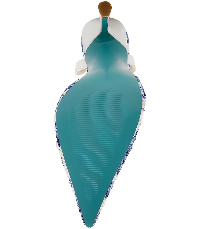 Blue by Betsey Johnson Roza Rhinestone and Pearl Embellished Slingback Pumps