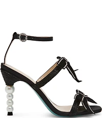 Blue by Betsey Johnson Sammy Bow Embellished Pearl Heel Dress Sandals