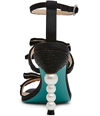 Blue by Betsey Johnson Sammy Bow Embellished Pearl Heel Dress Sandals