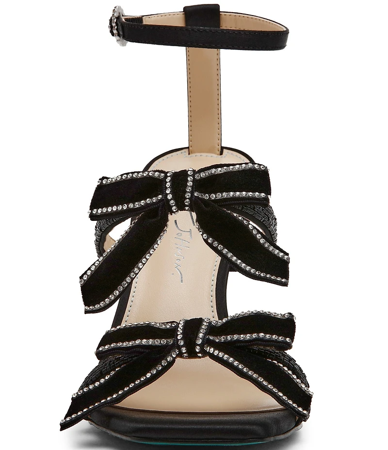 Blue by Betsey Johnson Sammy Bow Embellished Pearl Heel Dress Sandals
