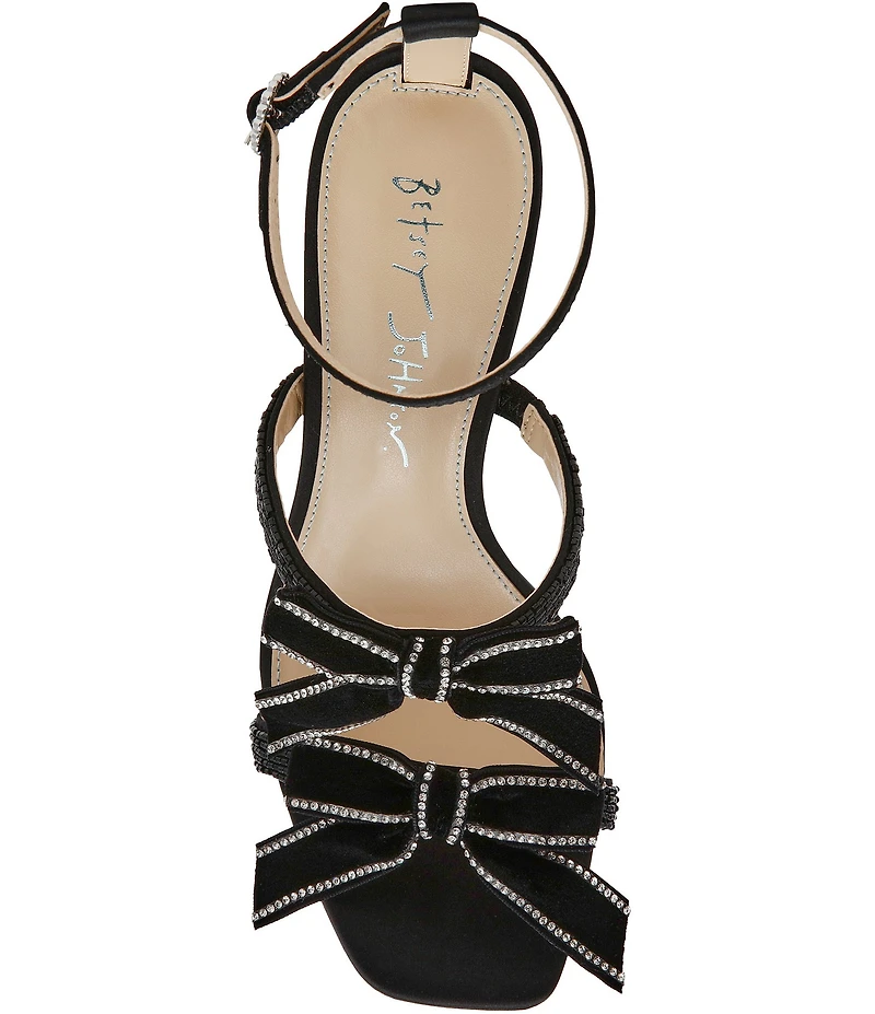 Blue by Betsey Johnson Sammy Bow Embellished Pearl Heel Dress Sandals