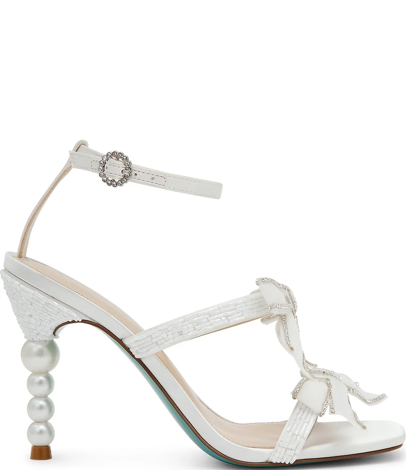 Blue by Betsey Johnson Sammy Bow Embellished Pearl Heel Dress Sandals