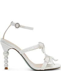 Blue by Betsey Johnson Sammy Bow Embellished Pearl Heel Dress Sandals