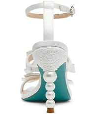 Blue by Betsey Johnson Sammy Bow Embellished Pearl Heel Dress Sandals
