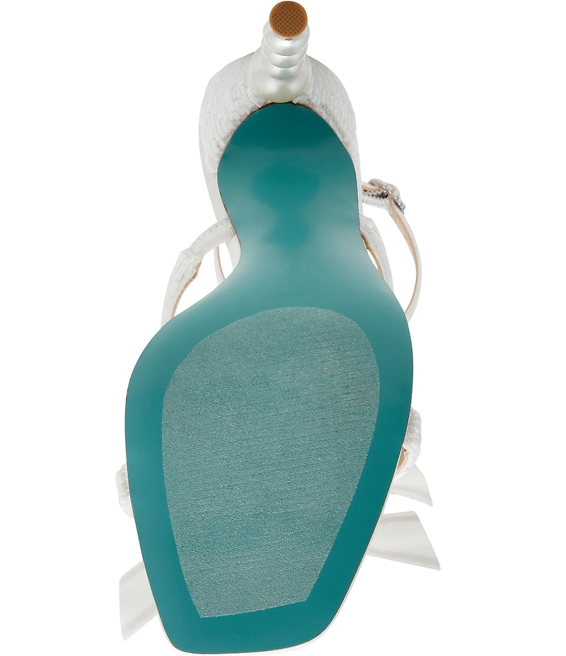 Blue by Betsey Johnson Sammy Bow Embellished Pearl Heel Dress Sandals