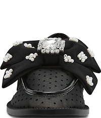 Blue by Betsey Johnson Seth Mesh Oversized Bow Pearl and Jewel Ornamented Loafers