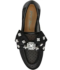 Blue by Betsey Johnson Seth Mesh Oversized Bow Pearl and Jewel Ornamented Loafers