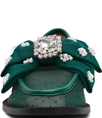 Blue by Betsey Johnson Seth Mesh Oversized Bow Pearl and Jewel Ornamented Loafers
