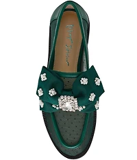 Blue by Betsey Johnson Seth Mesh Oversized Bow Pearl and Jewel Ornamented Loafers