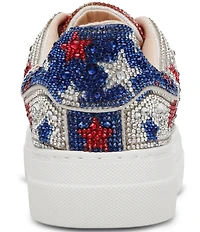 Blue by Betsey Johnson Sidny American Stars Print Rhinestone Platform Sneakers