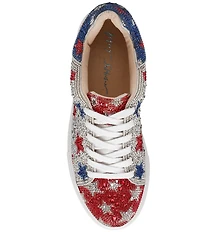 Blue by Betsey Johnson Sidny American Stars Print Rhinestone Platform Sneakers
