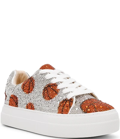 Blue by Betsey Johnson Sidny Basketball Print Rhinestone Platform Sneakers