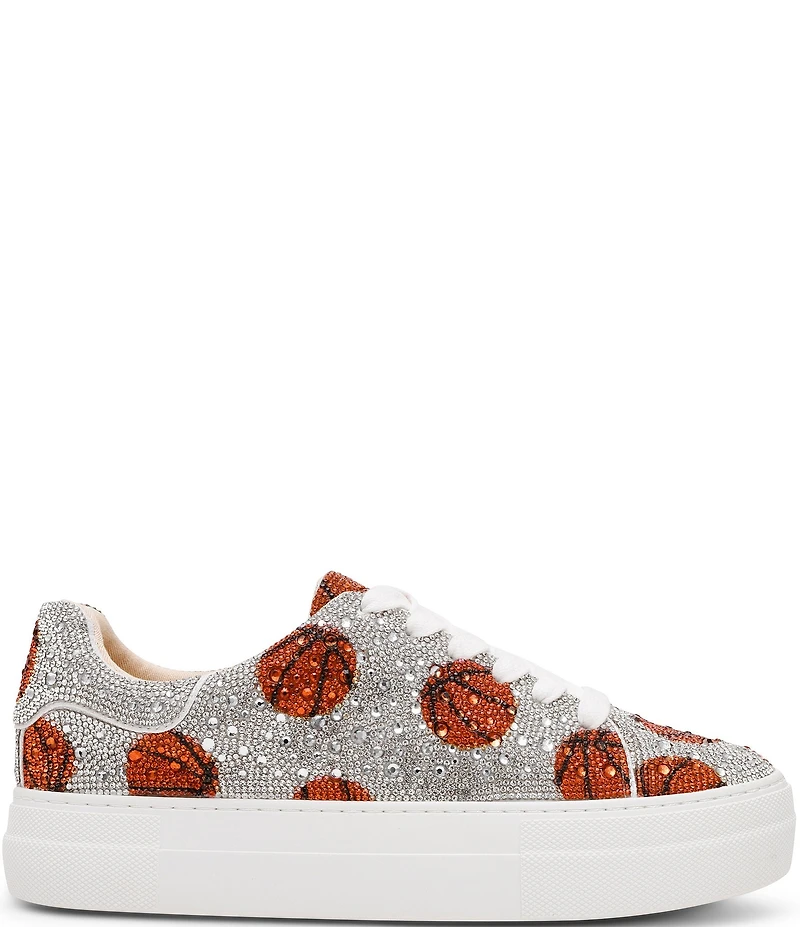 Blue by Betsey Johnson Sidny Basketball Print Rhinestone Platform Sneakers