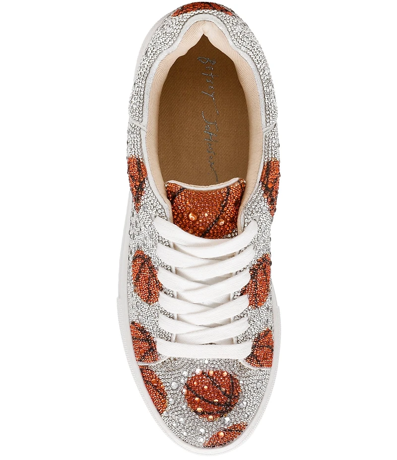 Blue by Betsey Johnson Sidny Basketball Print Rhinestone Platform Sneakers