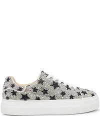 Blue by Betsey Johnson Sidny Black Stars Print Rhinestone Platform Sneakers