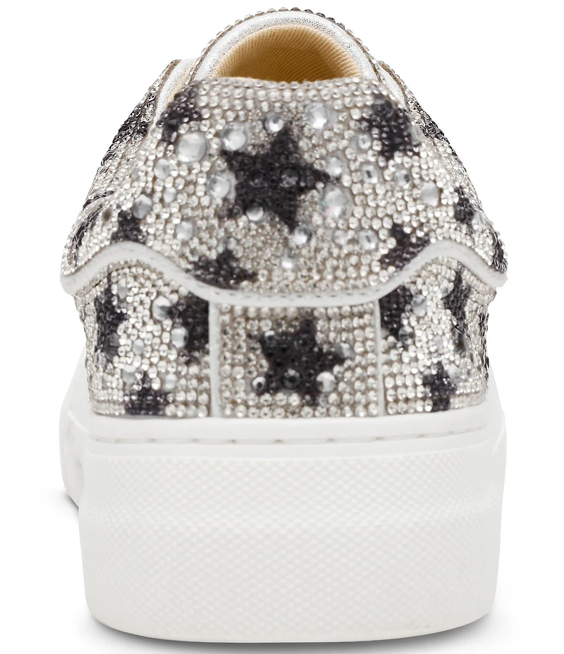 Blue by Betsey Johnson Sidny Black Stars Print Rhinestone Platform Sneakers