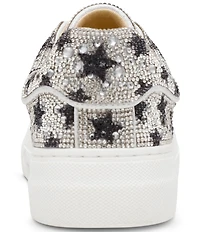 Blue by Betsey Johnson Sidny Black Stars Print Rhinestone Platform Sneakers