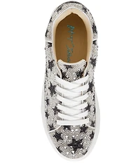 Blue by Betsey Johnson Sidny Black Stars Print Rhinestone Platform Sneakers