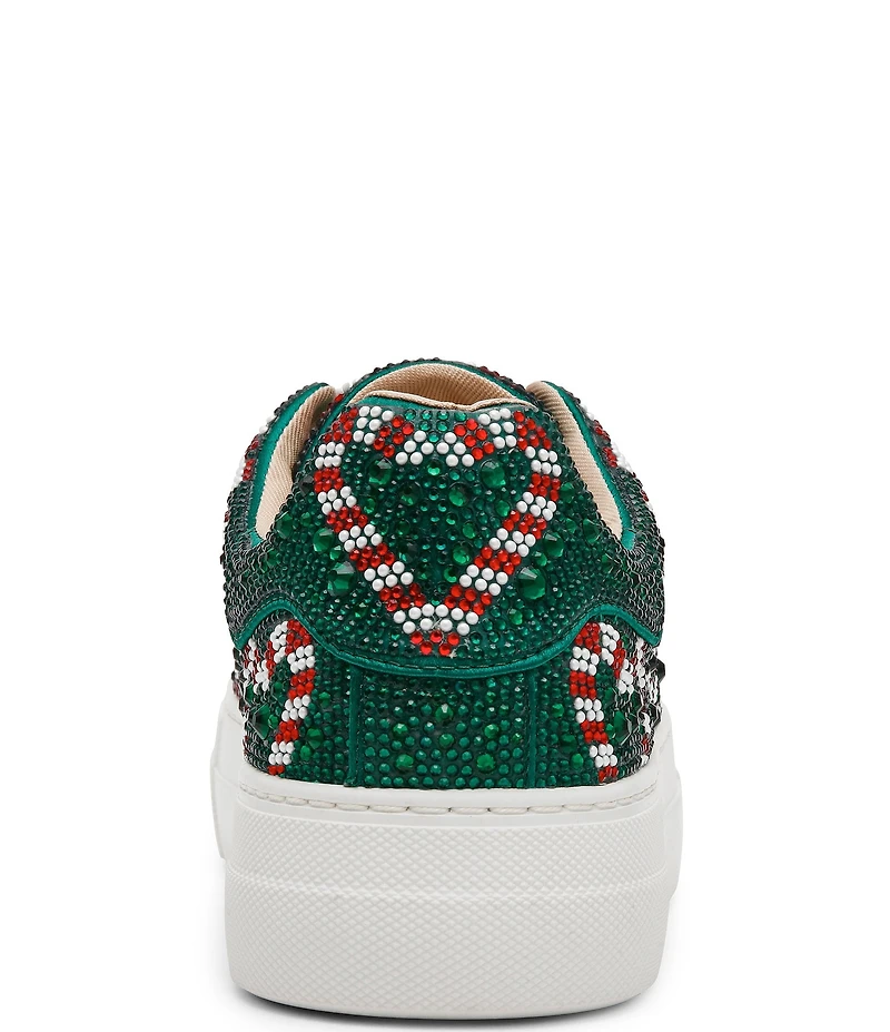 Blue by Betsey Johnson Sidny Candy Cane Print Rhinestone Platform Sneakers