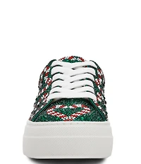 Blue by Betsey Johnson Sidny Candy Cane Print Rhinestone Platform Sneakers