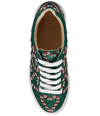 Blue by Betsey Johnson Sidny Candy Cane Print Rhinestone Platform Sneakers