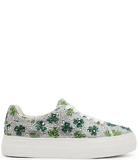 Blue by Betsey Johnson Sidny Clover Print Rhinestone Platform Sneakers