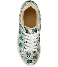 Blue by Betsey Johnson Sidny Clover Print Rhinestone Platform Sneakers
