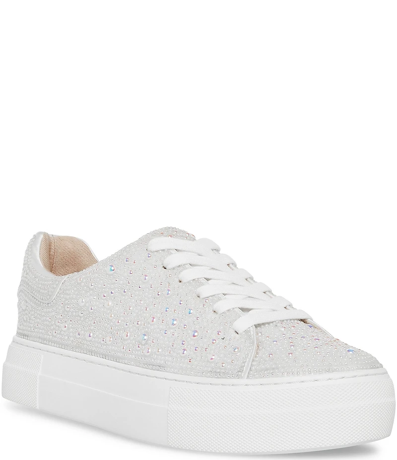 Blue by Betsey Johnson Sidny Bridal Pearl Embellished Family Matching Platform Lace Up Sneakers