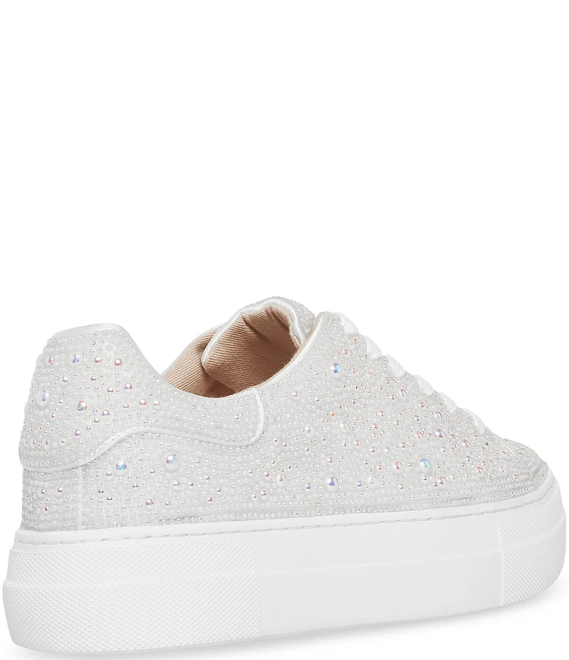 Blue by Betsey Johnson Sidny Bridal Pearl Embellished Family Matching Platform Lace Up Sneakers