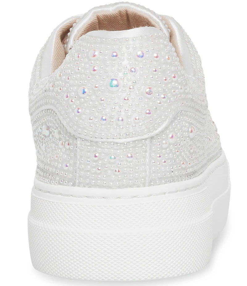 Blue by Betsey Johnson Sidny Bridal Pearl Embellished Family Matching Platform Lace Up Sneakers