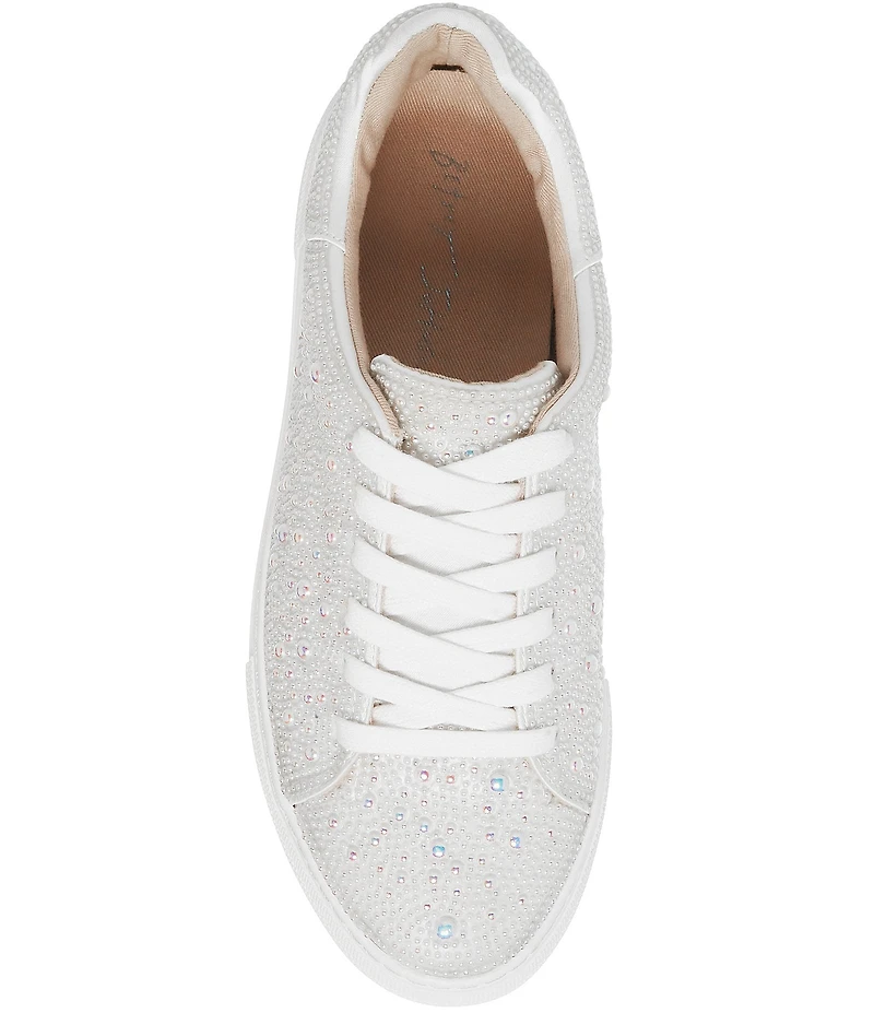 Blue by Betsey Johnson Sidny Bridal Pearl Embellished Family Matching Platform Lace Up Sneakers