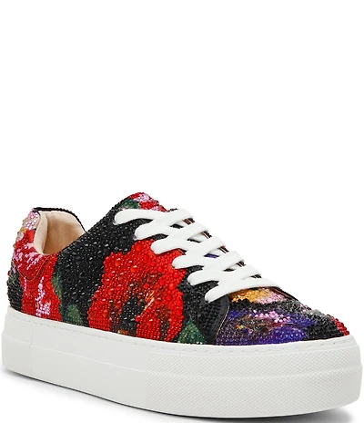 Blue by Betsey Johnson Sidny Floral Rhinestone Platform Sneakers