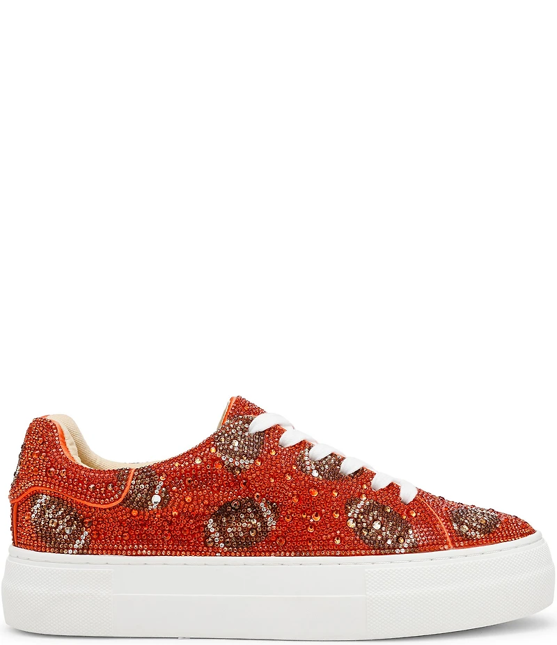 Blue by Betsey Johnson Sidny Football Print Rhinestone Platform Sneakers