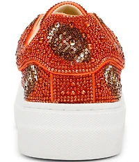 Blue by Betsey Johnson Sidny Football Print Rhinestone Platform Sneakers