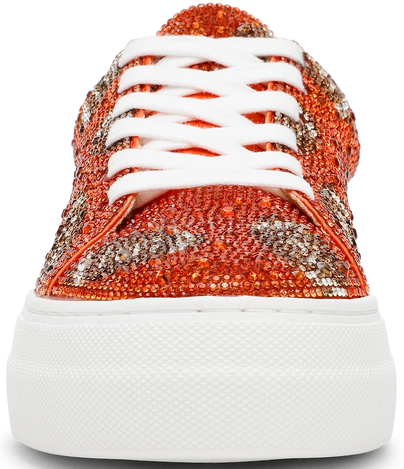 Blue by Betsey Johnson Sidny Football Print Rhinestone Platform Sneakers